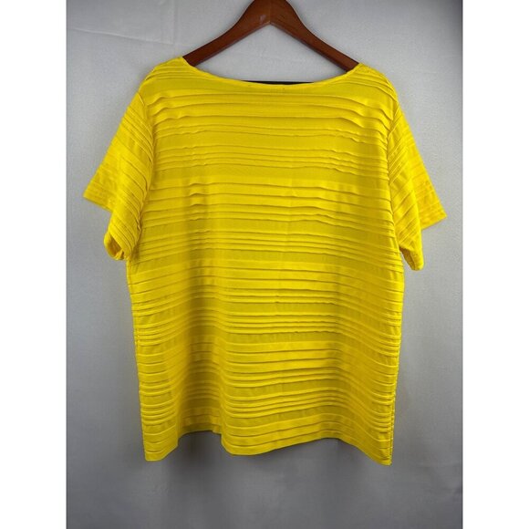 Evan-Picone Woman Yellow Textured 2X Blouse 100% Polyester - Picture 3 of 4